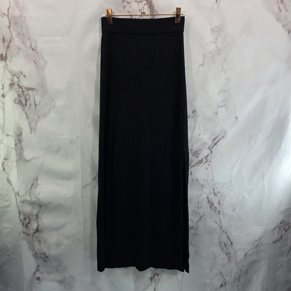 Anthropologie Skirt Womens XS Black Maxi Jersey Stretch Slit High Rise Talula